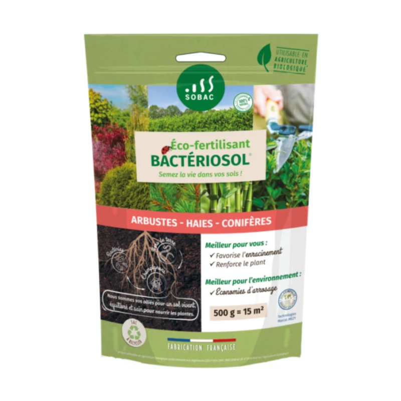 Eco-fertilisant Bactériosol pour arbustes, haies et conifères - 500g