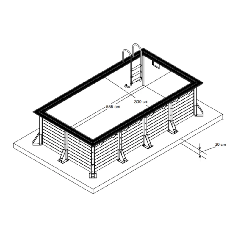 Piscine bois rectangulaire SUNWATER - 3,00 x 5,55m H1,40m