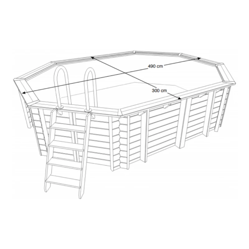 Piscine bois octogonale SUNWATER - 3,00 x 4,90m H1,20m