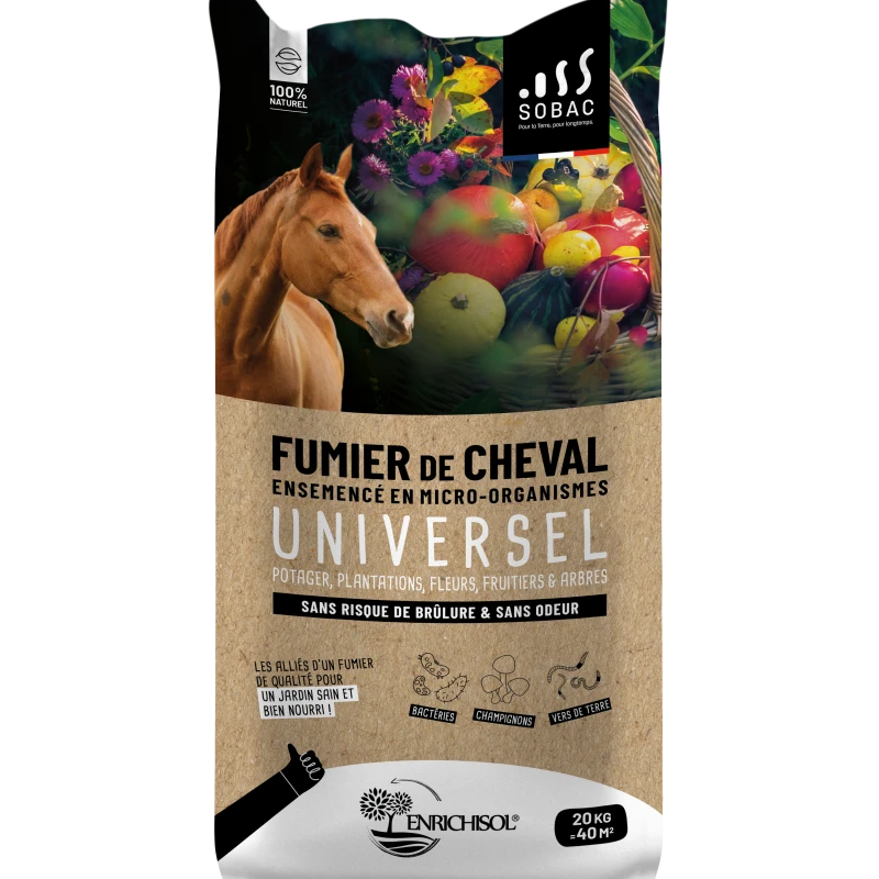 Fumier de cheval avec micro-organismes 