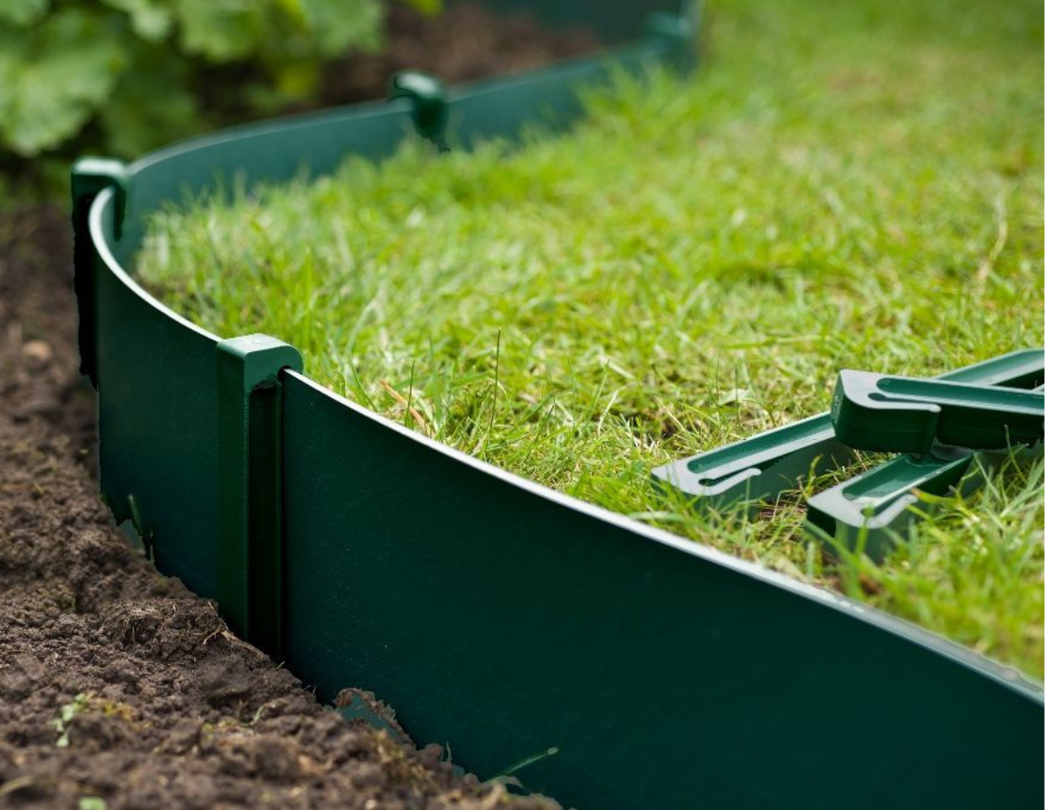 Bordurette de jardin pas cher verte 10m avec piquets d'ancrage